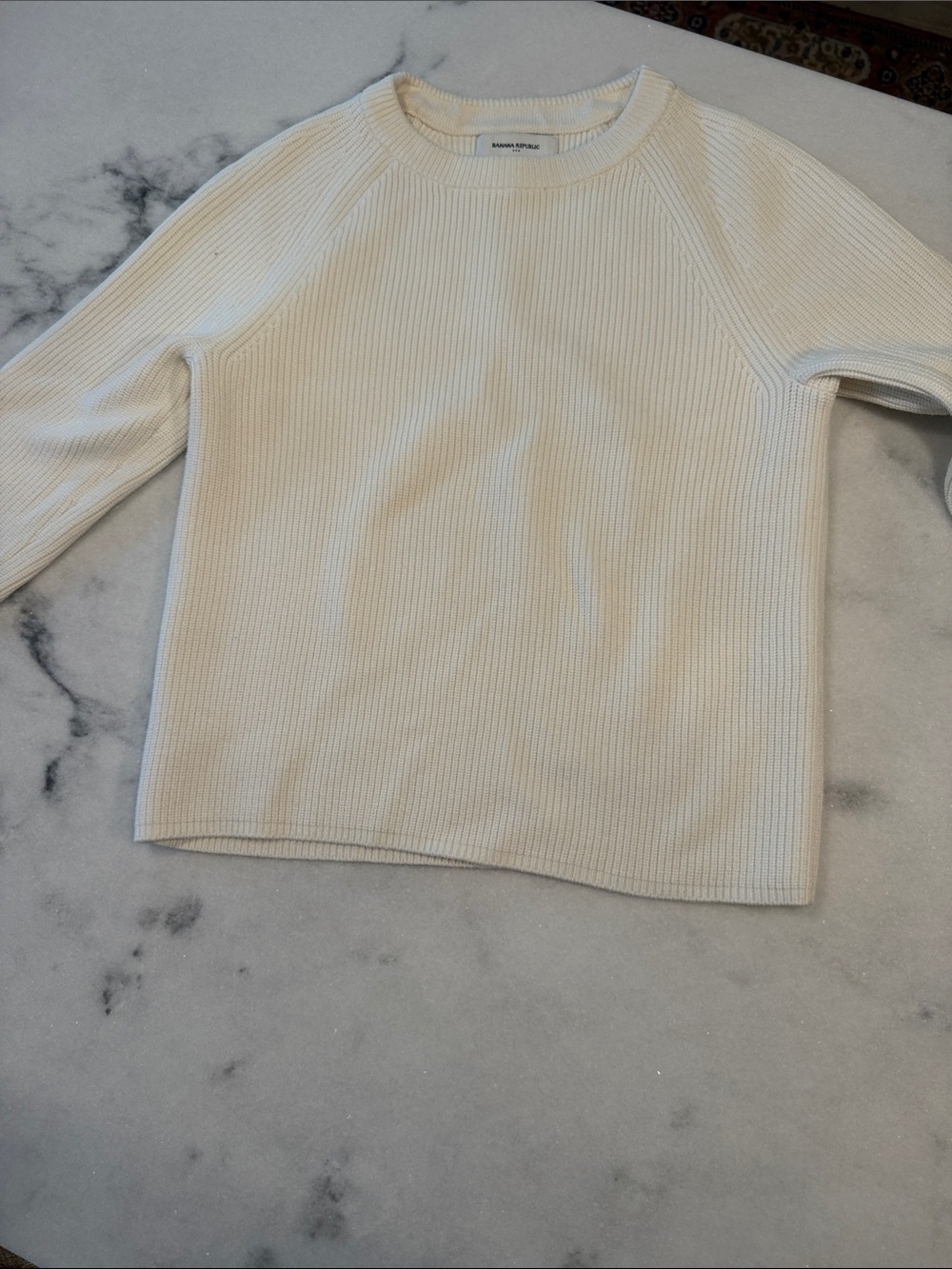 Banana Republic Ivory Ribbed Crewneck Sweater